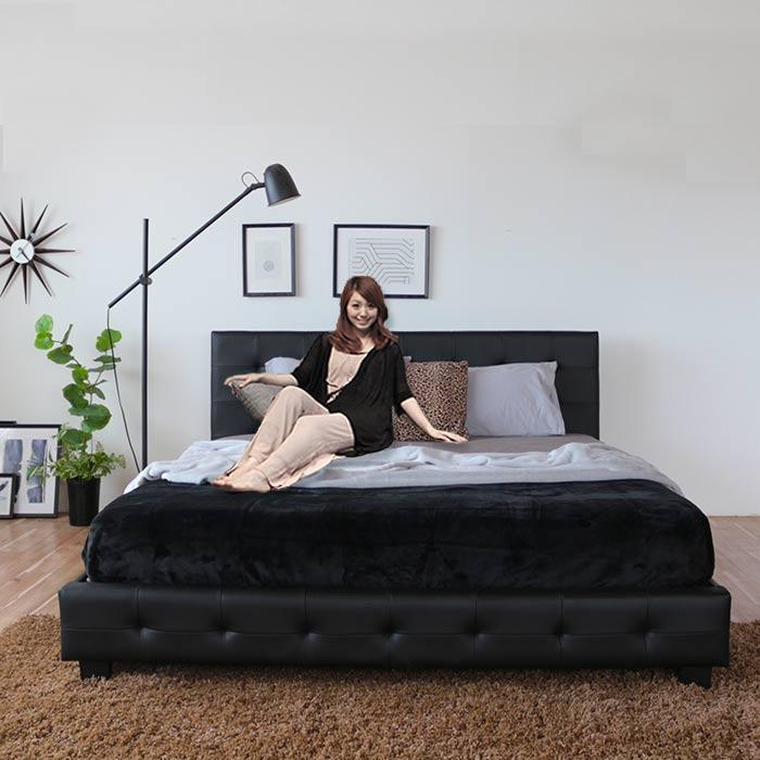 ベッド シングル マットレス付き 極太ポケットコイルレザー