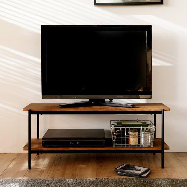 TVボードのみ 幅100cm 棚あり 収納棚 2段 ブラウン テレビボード