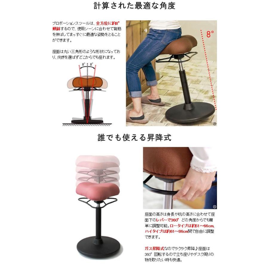 プロポーションスツール 高さ61cm〜86cm ロータイプ 三角座面