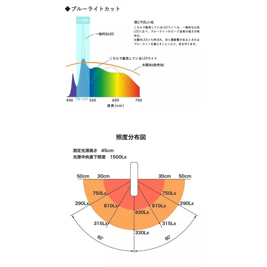 デスクライトのみ ホワイト ブラック LED ブルーライトカット 目に優しい クランプ式 クランプタイプ 太陽光に近い最高クラスの高演色 堀田木工_4