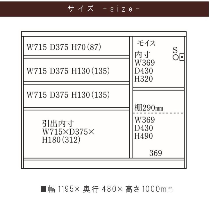 キッチンカウンター 幅119.5cm 高さ100cm ナチュラル レンジボード 