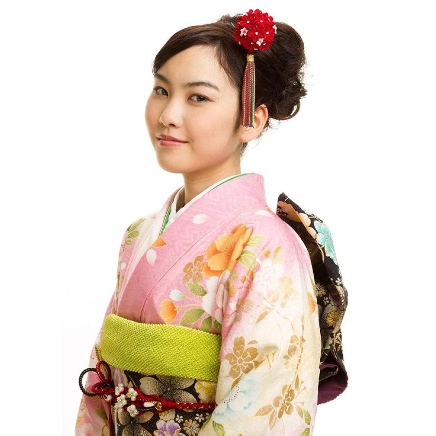 日本製 つまみ細工 髪飾り 赤 レッド 菊 梅 かんざし 成人式 振袖 袴 浴衣 着物 和装 簪 髪型 高速配送 Www Jolimmo Ch