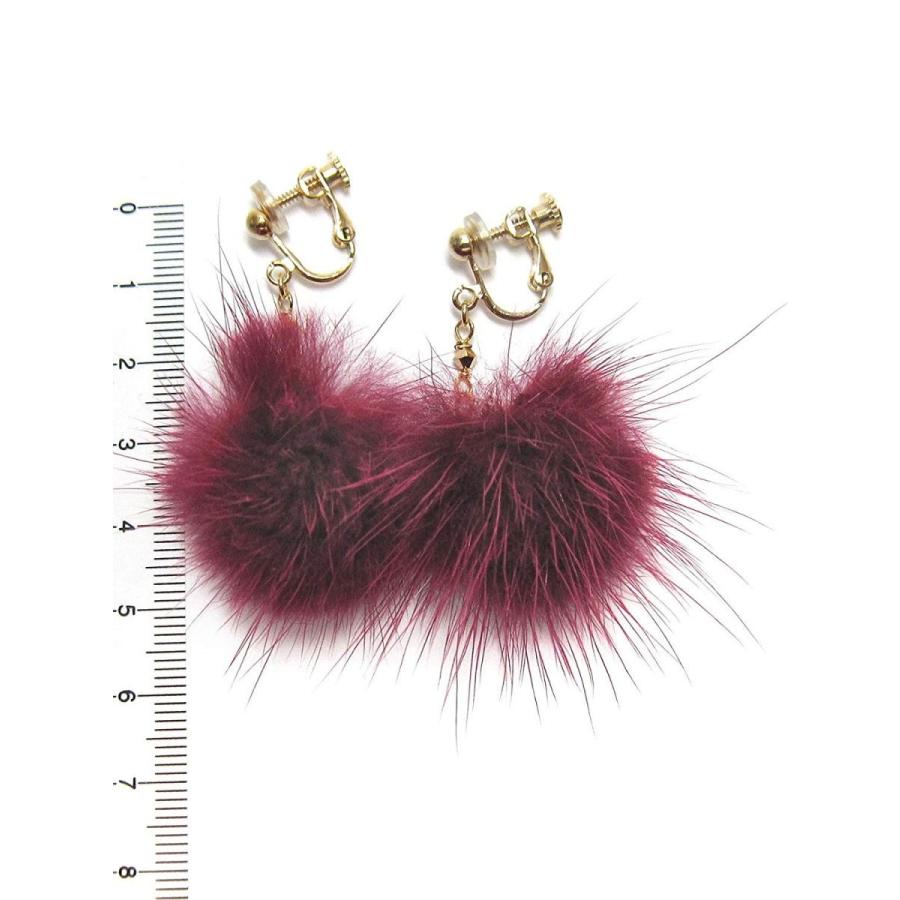 サイズ交換ｏｋ ゴールド ミンクファー ボルドーカラー Cherry スワロフスキー A814 シリコンカバー付き イヤリング イヤリング