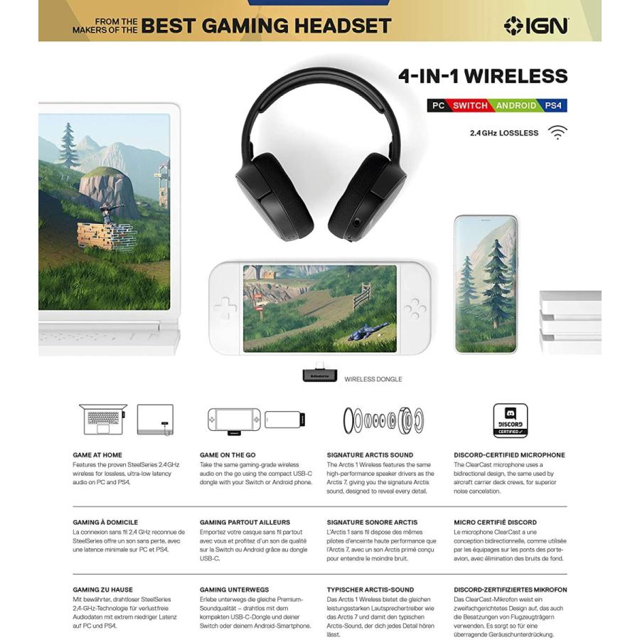 超歓迎 Steelseries 密閉型 ワイヤレス ゲーミングヘッドセット Arctis 1 Wireless Ps ロスレス 低遅延 Ps5 Ps 海外最新 Zoetalentsolutions Com
