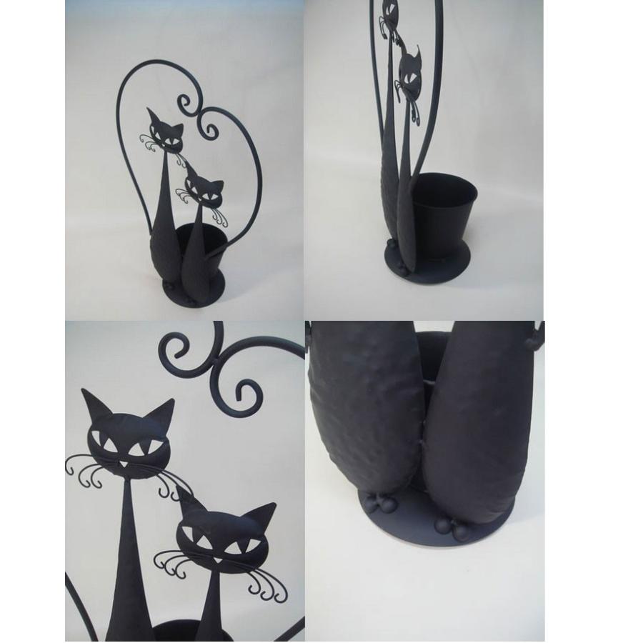 プランター 鉢カバー 猫 ネコ 黒 1601IFH018 かわ畑 : 304018