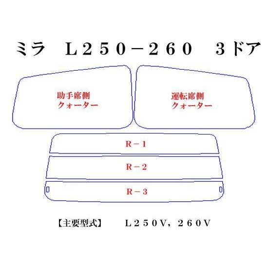 ダイハツ ミラ L250V,260V 3ドア　高品質スモークウィンドウフィルム　ルミクールSD　UVカット99%(紫外線)　カット済みカーフィルム｜crest-yshop｜02