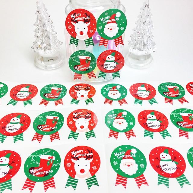 クリスマス ギフトシール ギフトステッカー ラッピングラベル 光沢