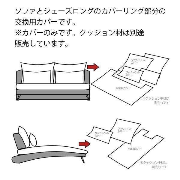 替えカバー クルーゼロ日本製専用 シェーズロングS 70cm幅用 座面クッションと背面クッションのカバー 受注生産 ソファオプション