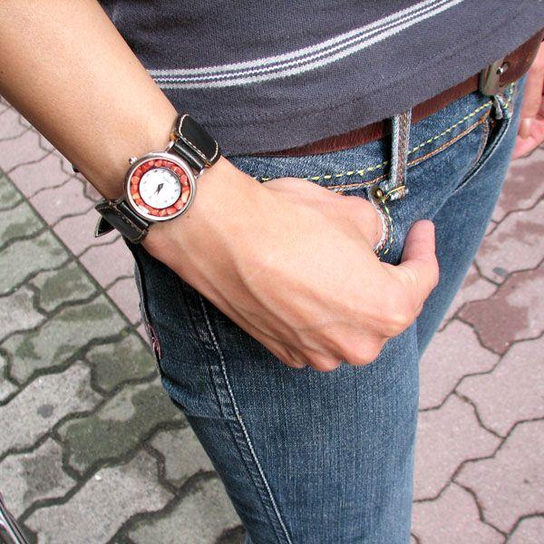 腕時計 革 レザーウォッチ クォーツ リアルストーン ブレスレット 日本製 :tki1:クリムゾンチェーン - 通販 - Yahoo!ショッピング