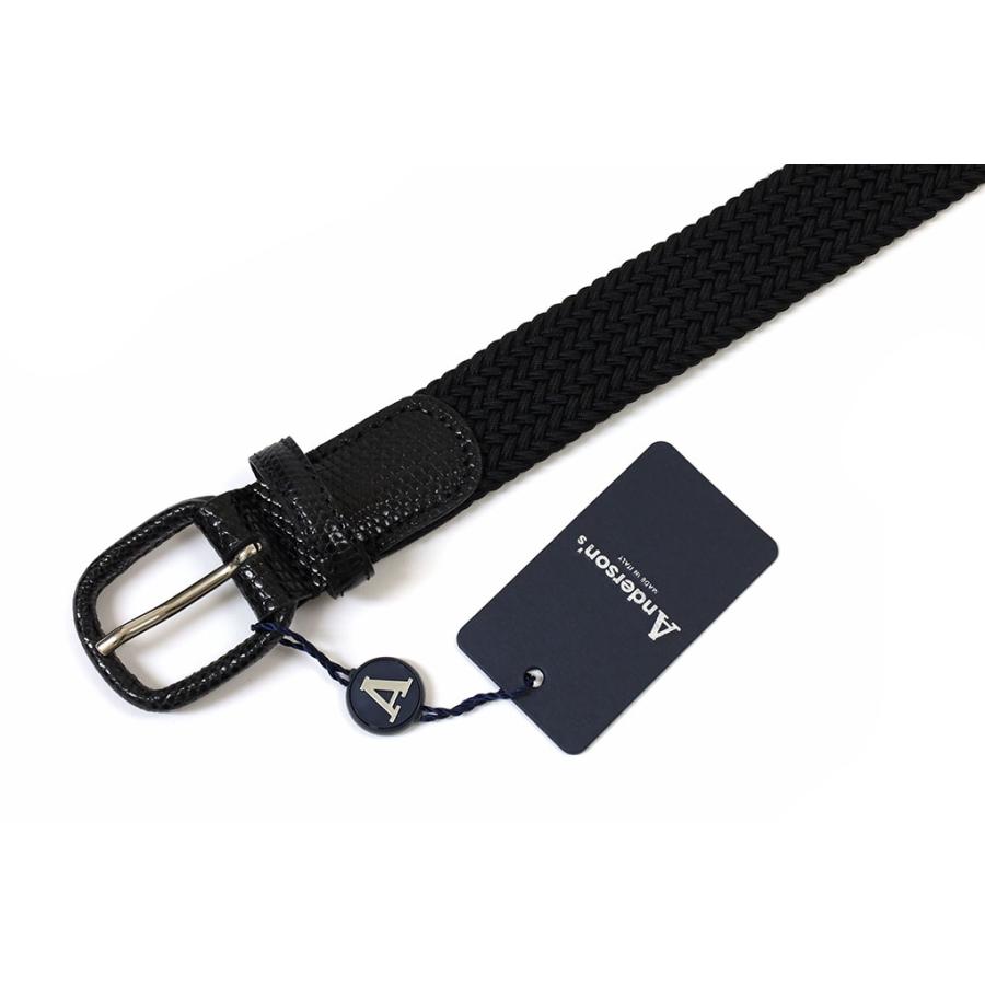 anderson's ベルト　メッシュ　アンダーソンズ アンダーソンズ ラバーメッシュベルト リアルリザード革巻き