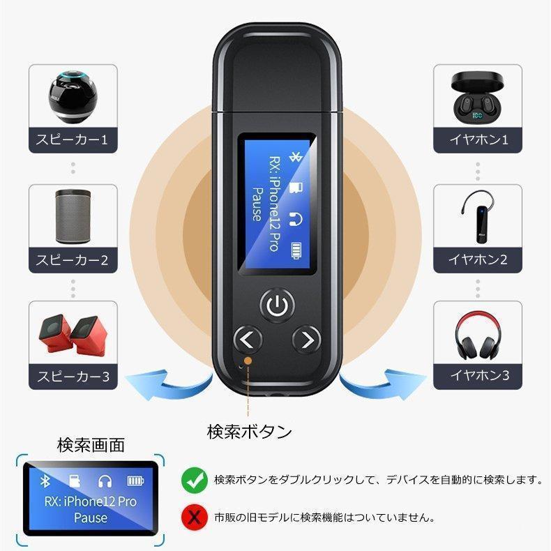 トランスミッター Bluetooth5.0 受信機 送信機 車載 USB充電 ブルートゥース ワイヤレス 高音質 無線 オーディオ機器を無線化 スマホ｜crn-st｜07