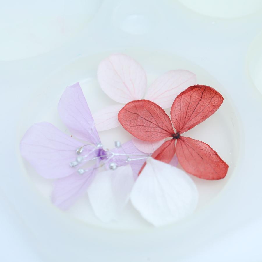 ドライフラワー　ハンドメイド　花材　花材詰め合わせ　紫陽花　小花　35枚+α 小分け 花材】あじさい 4色セット 少量 プリザーブド ドライフラワー