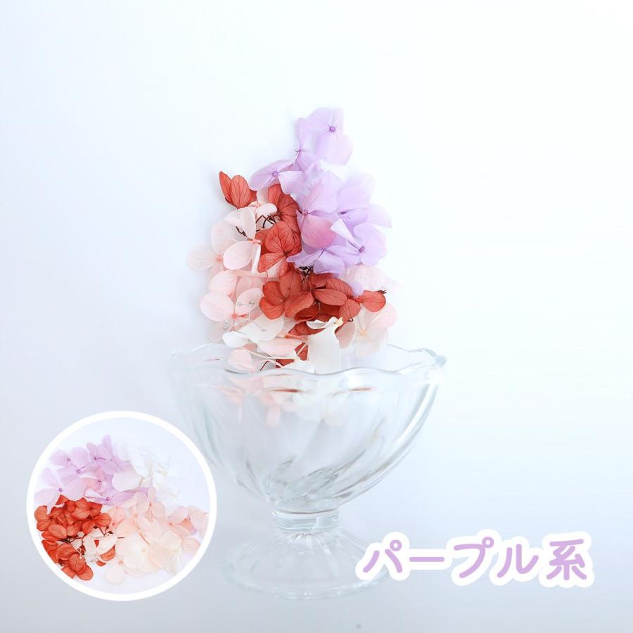 ドライフラワー　ハンドメイド　花材　花材詰め合わせ　紫陽花　小花　35枚+α 小分け 花材】あじさい 4色セット 少量 プリザーブド ドライフラワー