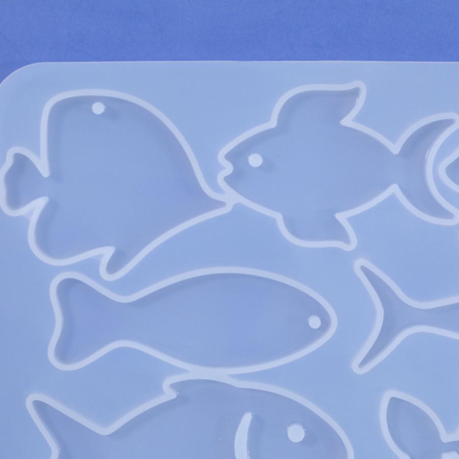 シリコンモールド 魚 エンゼルフィッシュ サメ イルカ ハリセンボン 穴