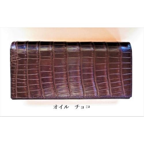 スモールクロコダイル　テール　長財布　切り目仕上げ　革工房比留間の画像