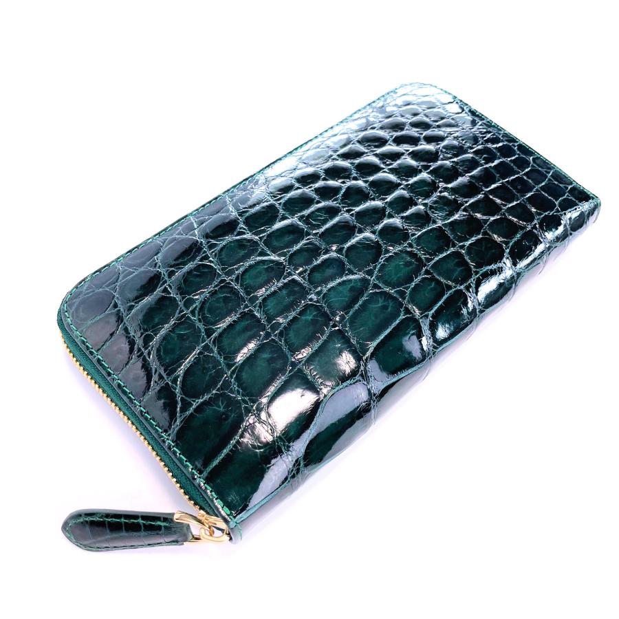 クロコダイル財布 メンズ長財布 クロコダイル 緑 メンズ 長財布