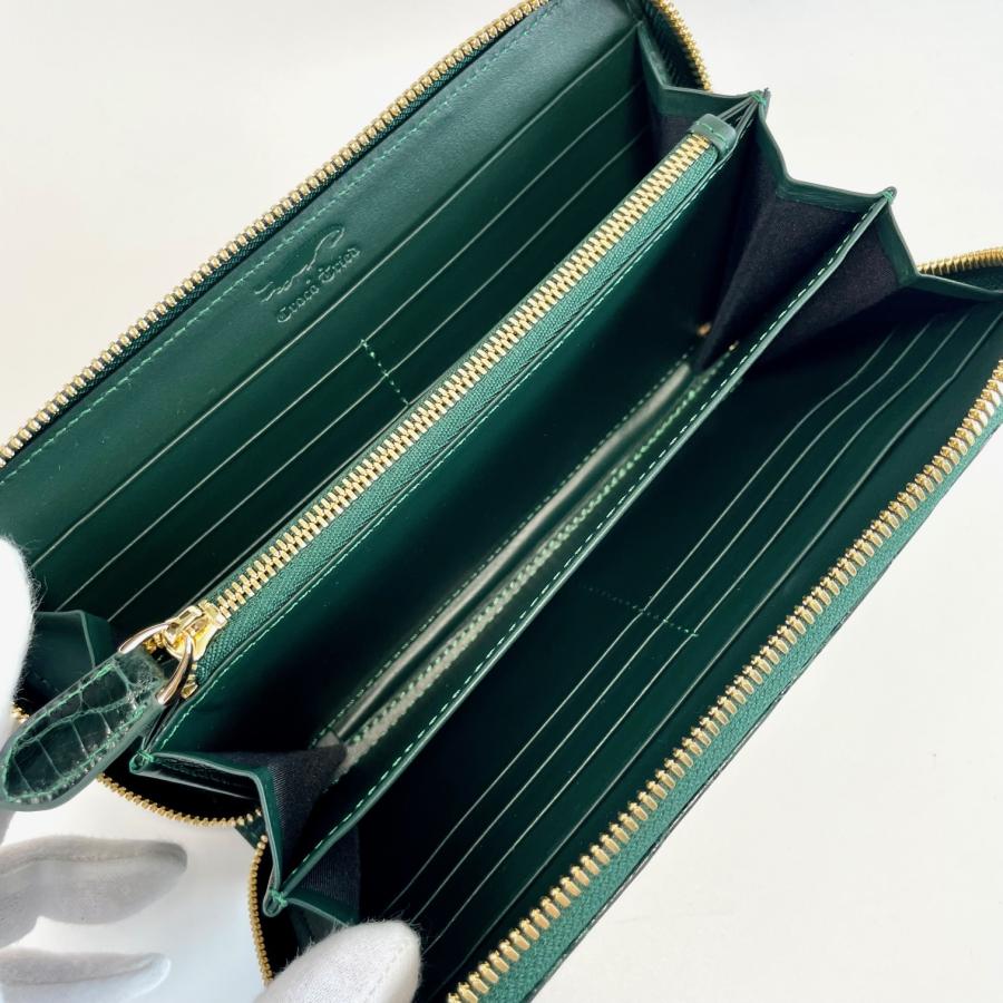 クロコダイル財布 メンズ長財布 クロコダイル 緑 メンズ 長財布