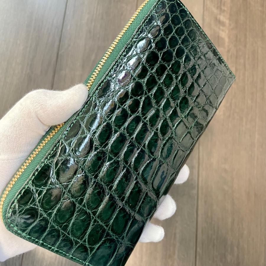 クロコダイル財布 メンズ長財布 クロコダイル 緑 メンズ 長財布