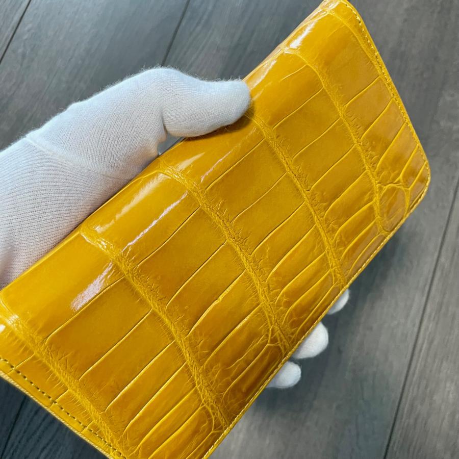 イエロー クロコダイル 長財布 クロコダイル長財布 レディース長財布 クロコダイル 財布 シャイニング