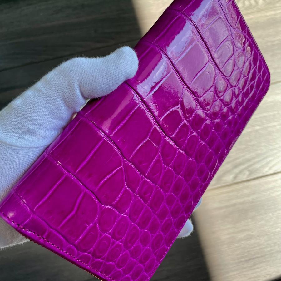 最終価格　未使用品　クロコダイルシャイニングパープルＬ型長財布 クロコダイル 財布 パープル ラベンダー No505 シャイニング