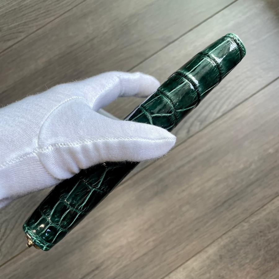 クロコダイル長財布 メンズ財布 クロコダイル 緑 メンズ 長財布