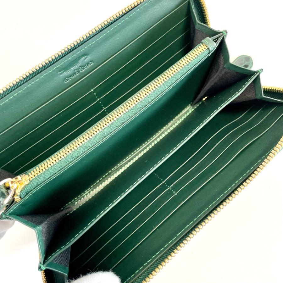クロコダイル長財布 メンズ財布 クロコダイル 緑 メンズ 長財布