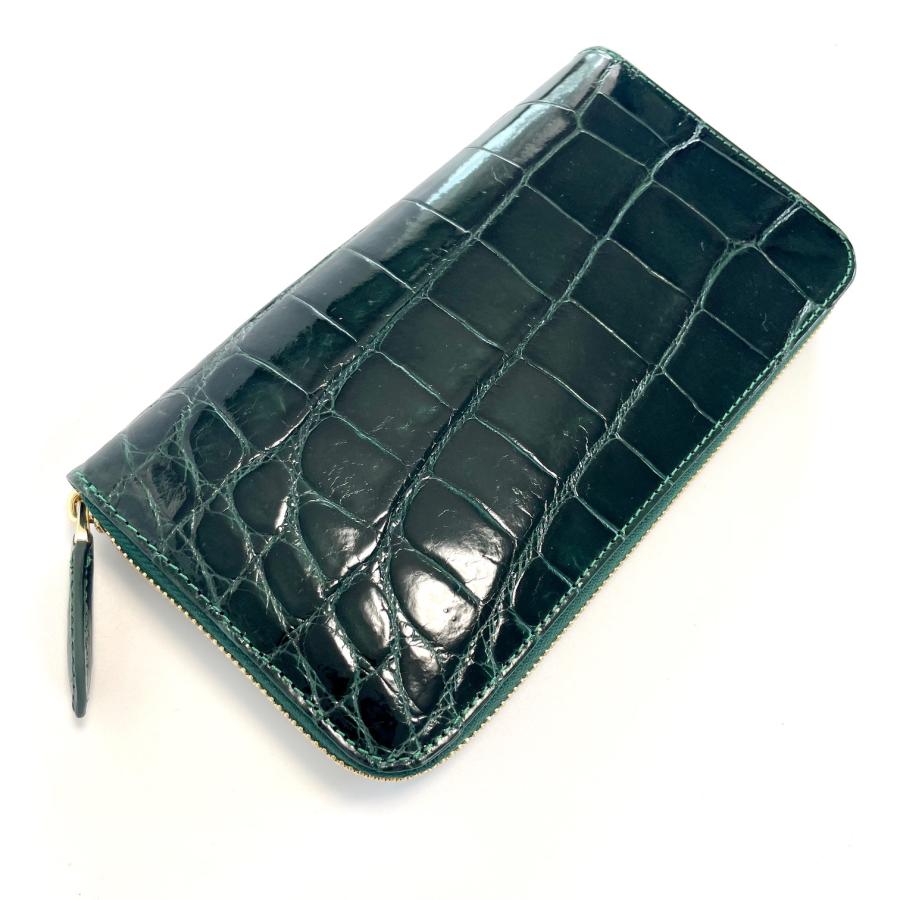 クロコダイル長財布 メンズ財布 クロコダイル 緑 メンズ 長財布