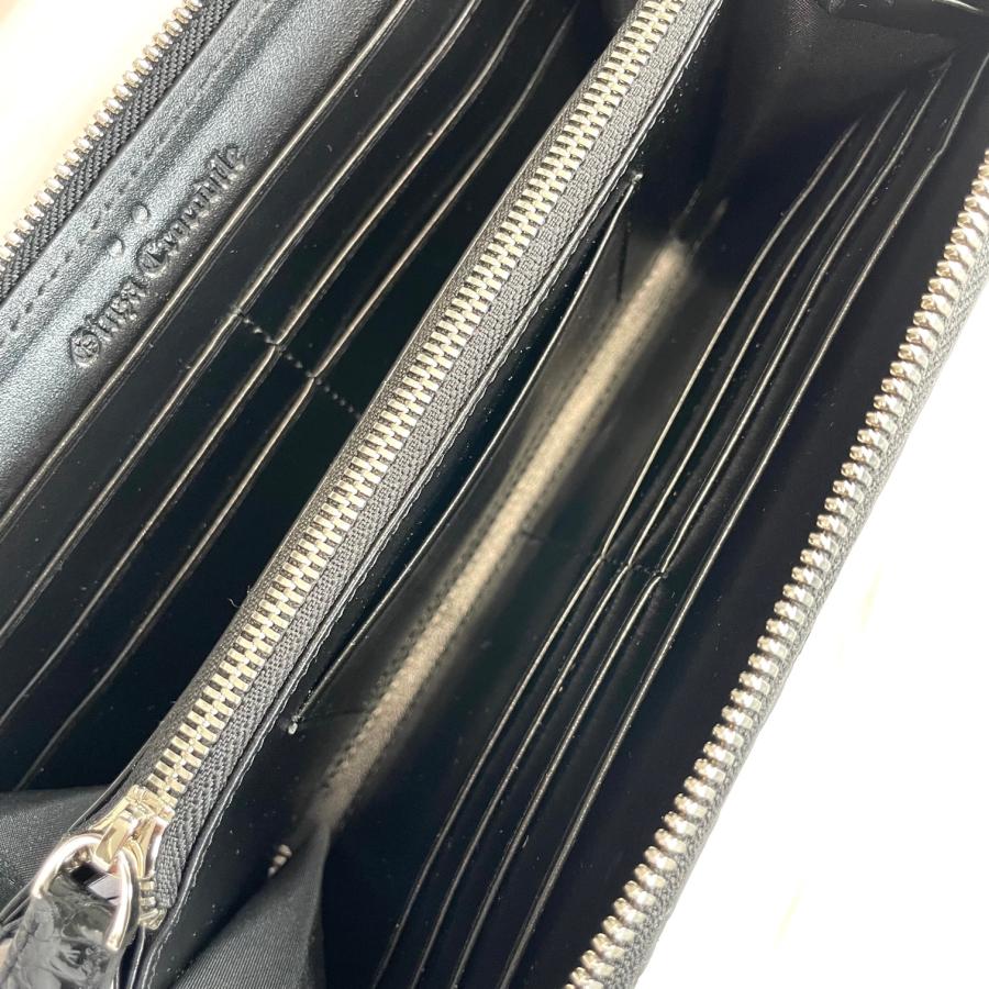 新品　超希少品！　クロコダイル　シャイニング加工　長財布　（ブラック&レッド） シャイニング クロコダイル 本物 クロコ 財布 レディース