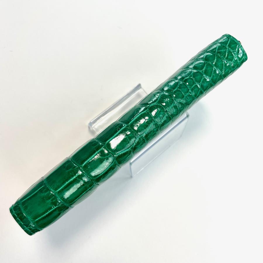 未使用級 JRA認定 リアルクロコ】長財布 緑 シャイニング L字