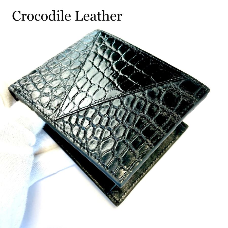 【新品未使用】シャイニングクロコダイル　二つ折り財布 メンズ 二つ折り財布 クロコダイル財布 シャイニング 財布