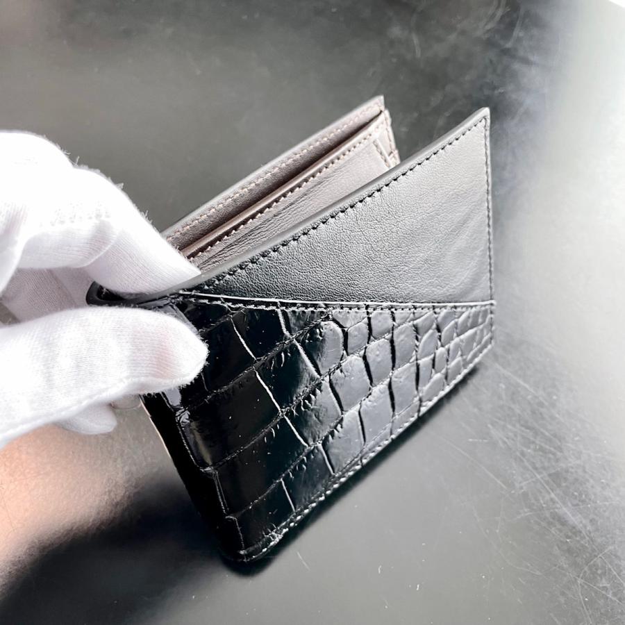 クロコダイル 二つ折り財布 メンズ 財布 シャイニング クロコダイル