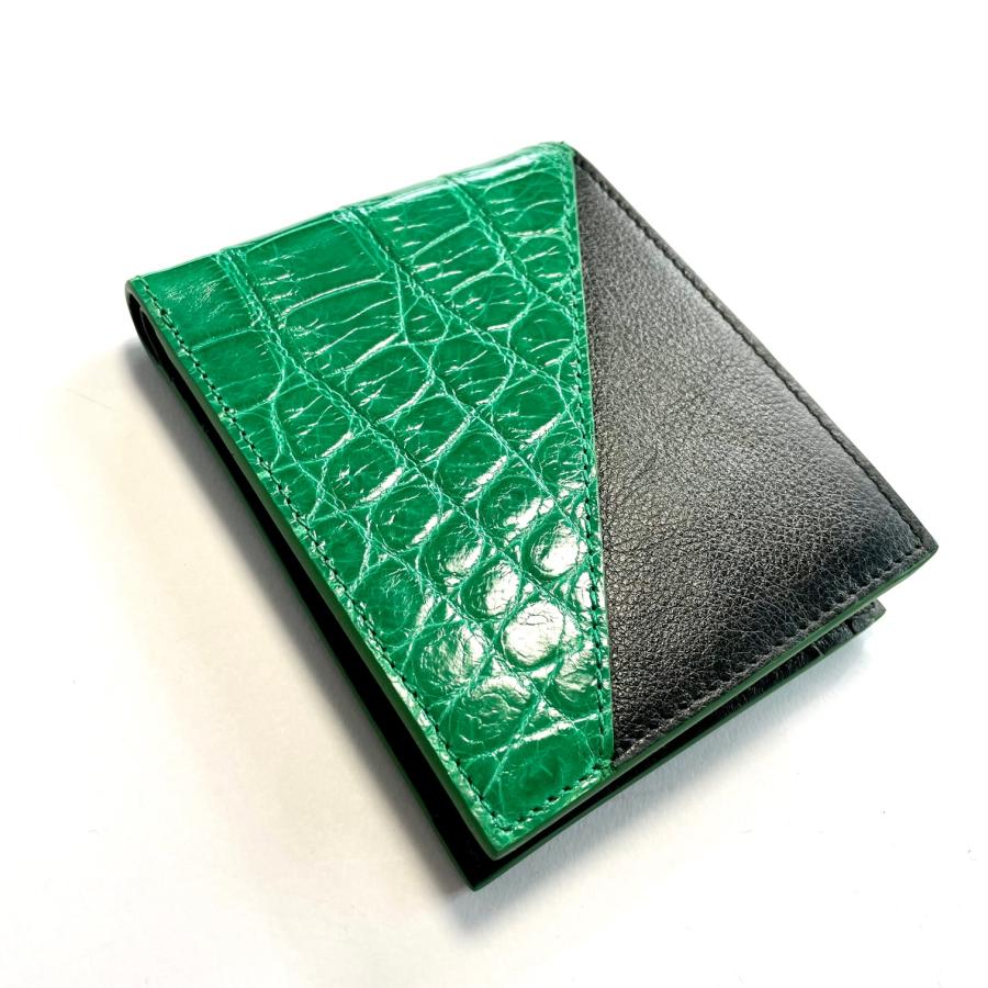 クロコダイル財布 メンズ 二つ折り財布 クロコダイル 財布 緑