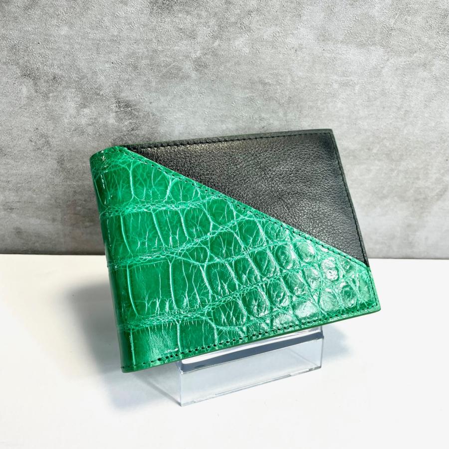 クロコダイル財布 メンズ 二つ折り財布 クロコダイル 財布 緑