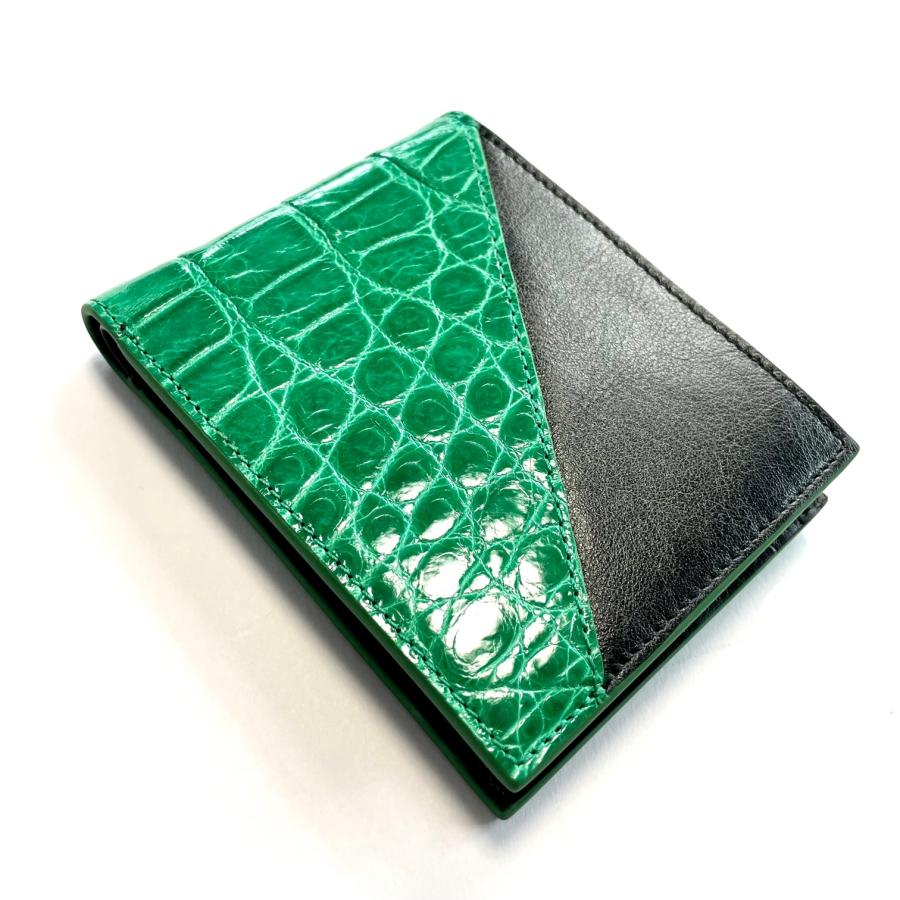 クロコダイル財布 メンズ 二つ折り財布 クロコダイル 財布 緑