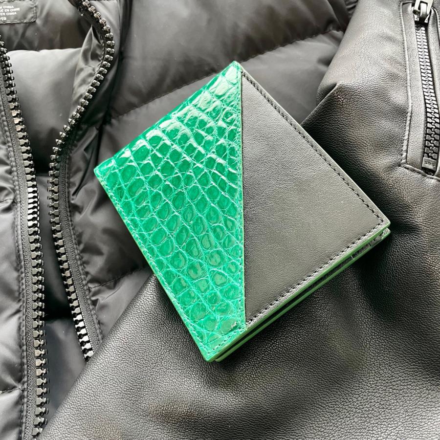 クロコダイル財布 メンズ 二つ折り財布 クロコダイル 財布 緑 クロコダイル財布 メンズ 二つ折り財布 クロコダイル 財布 緑