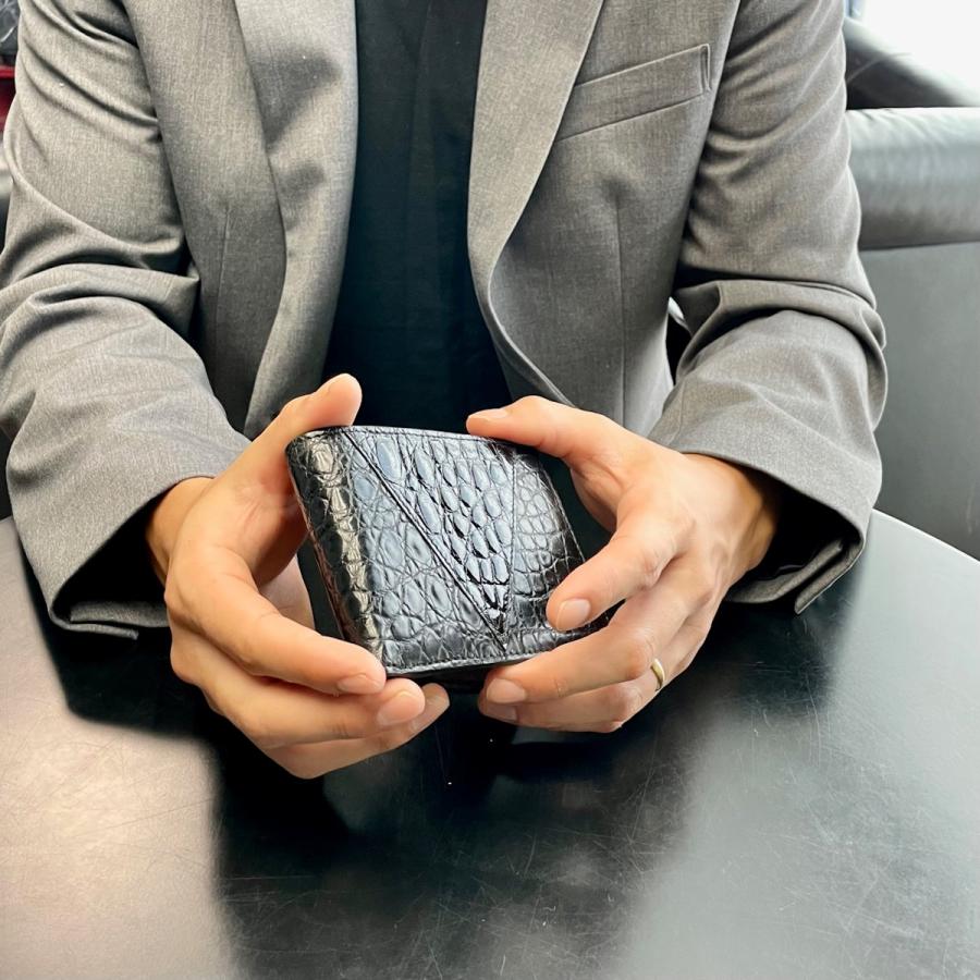 即出荷】クロコダイル財布 二つ折り メンズ財布 シャイニング ブランド