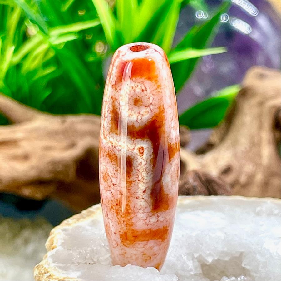 九眼天珠 朱砂 s703 老礦天珠 ジービーズ 西蔵天珠 チベット瑪瑙 37.9