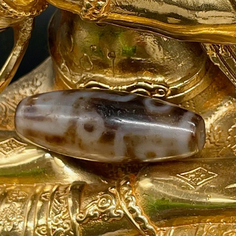 九眼天珠 原石 s795 老礦天珠 ジービーズ チベット瑪瑙 護符 45.6mm