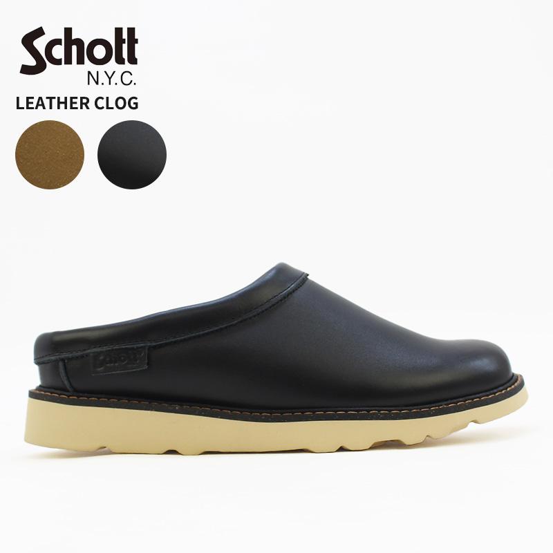 Schott N.Y.C（ショット） メンズ スリッポン Schott レザークロッグ