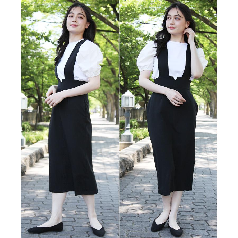 ハイウエストジャンパースカート She's Closet ジャンパースカート ハイウエストフロントジップ