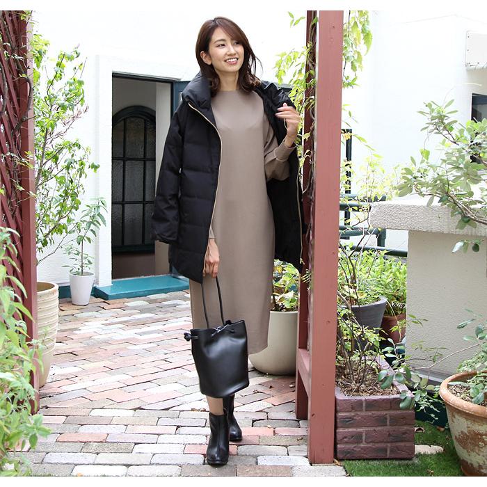 シームレス加工ミディアム丈ショールカラーダウンコート : TEANY