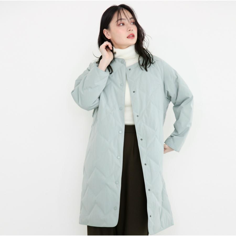 格子柄シームレスノーカラーダウンコート : TEANY - 通販 - Yahoo