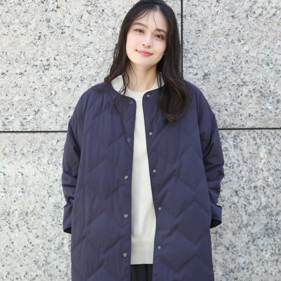 格子柄シームレスノーカラーダウンコート : TEANY - 通販 - Yahoo