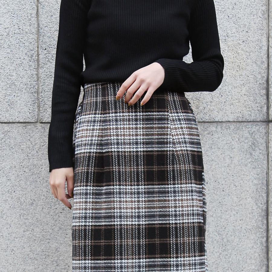 セットアップ対応》ウール混起毛タイトチェックスカート : TEANY