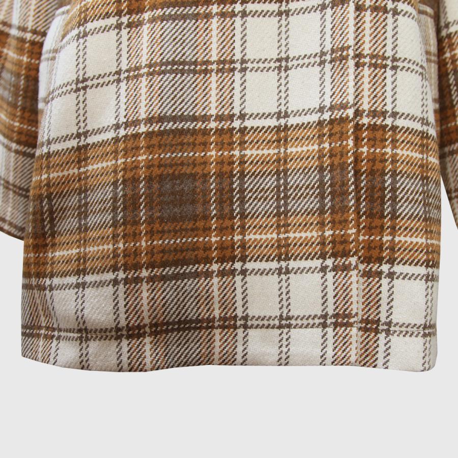 セットアップ対応》ウール混起毛ミドル丈チェックコート : TEANY