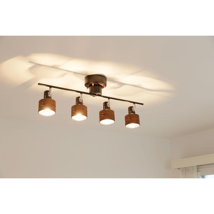 4灯 スポットライト Effect ブラック リモコン 付き LED 照明