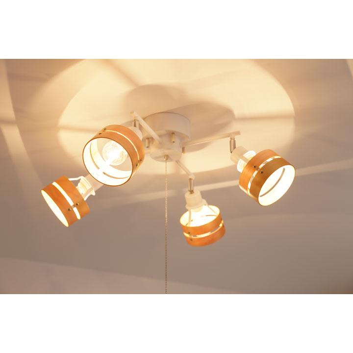 4灯 シーリングライト Nodus ホワイト 木製 照明器具 LED ウッド 北欧