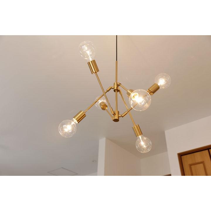 6灯 ペンダントライト Gradiska ゴールド 照明 レトロ ミッド