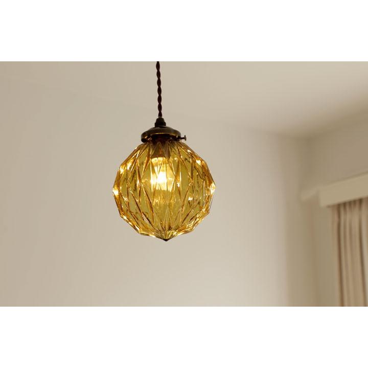 1灯 ペンダントライト Beryl アンバー LED電球 ガラス : デザイン照明