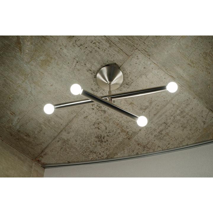4灯 シーリングライト Fonction シルバー 照明器具 LED インダストリアルの画像